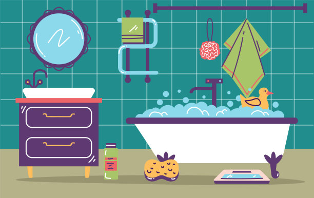 矢量插图简约生活用品镜子