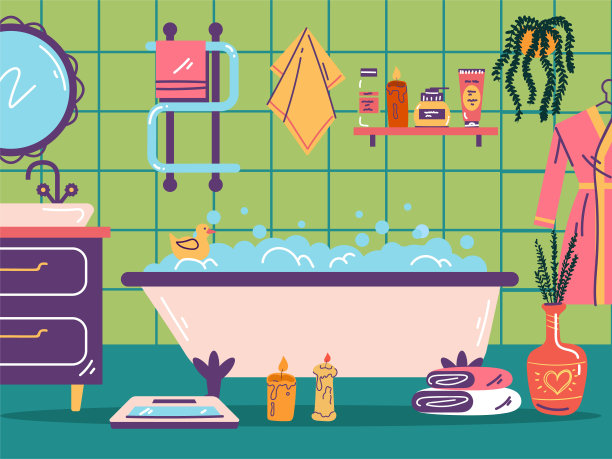 矢量插图简约生活用品镜子