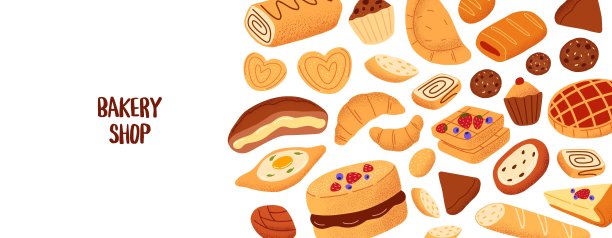 小甜面包,法式长棍面包,纸杯蛋糕