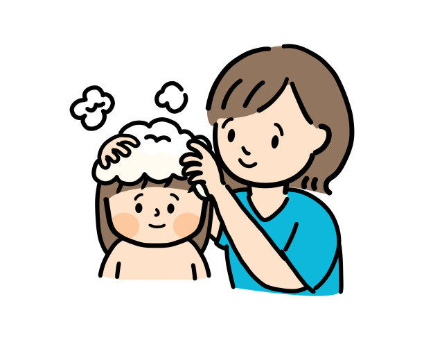 女人洗头发插图