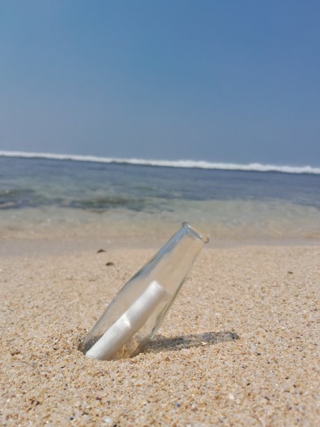 水污染,瓶中信,海滩