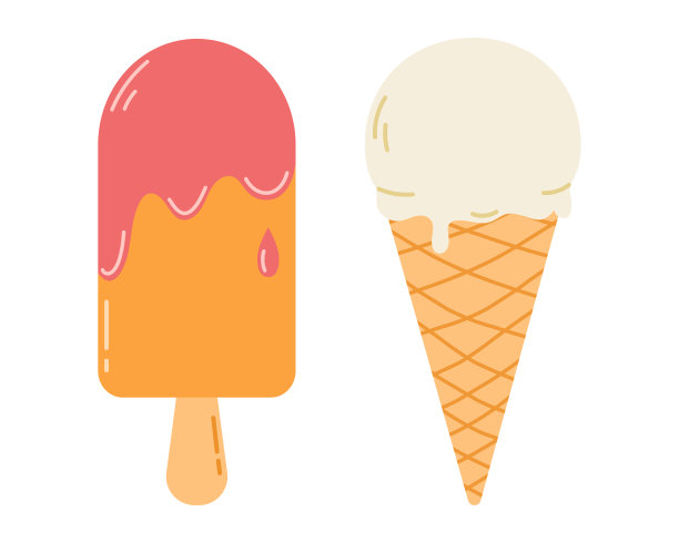 冰冻酸奶,华夫饼,冰淇淋蛋卷