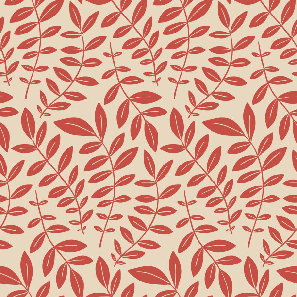 红色叶子时尚墙纸
