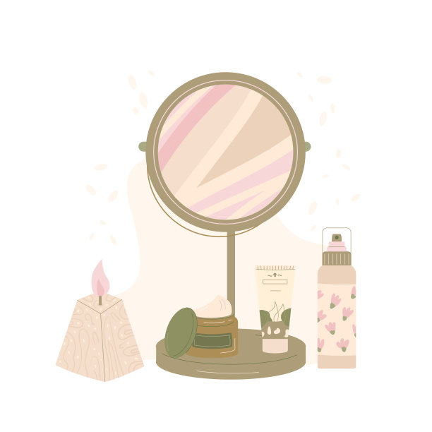 矢量插图简约生活用品镜子