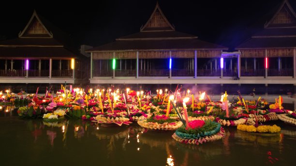 灯笼,彩色背景,泰国
