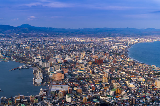 日本北海道函馆俯瞰城市夜景