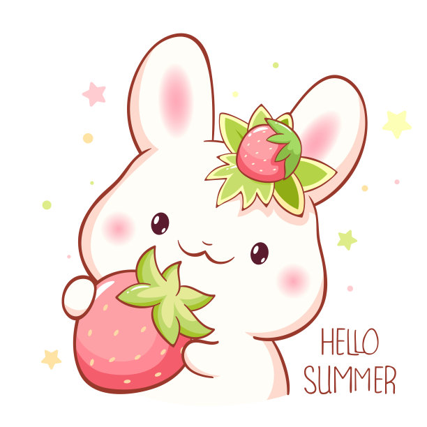 卡通小兔子草莓