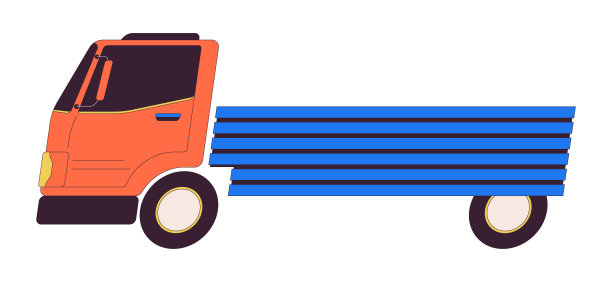 彩色集装箱和运输车辆矢量图