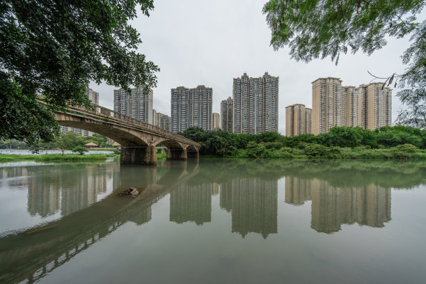 城区公园湖泊小区住宅