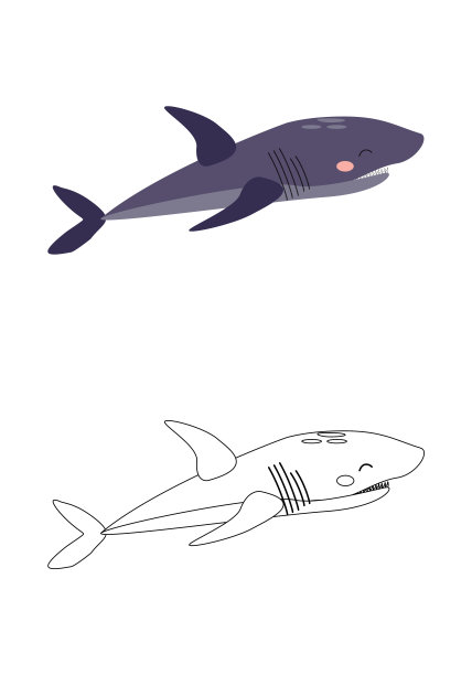 鲨鱼卡通贴纸