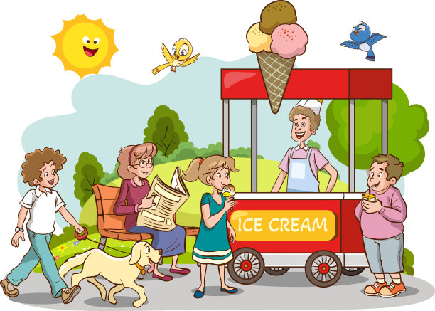 冰淇淋车矢量图片
