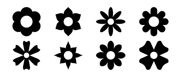 黑色花卉花纹剪影元素