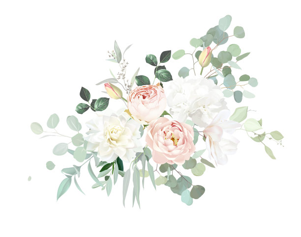 手绘小清新树叶花卉花环