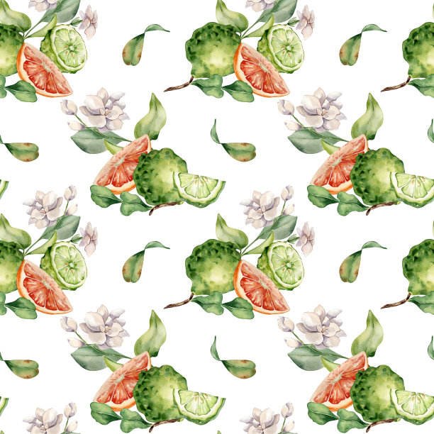 手绘橙色切片水果图案