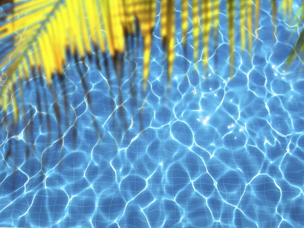 清新蓝绿棕榈叶图案背景