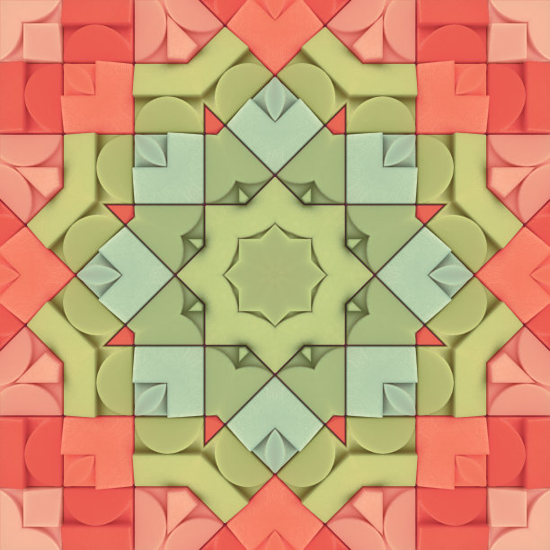 绿色几何抽象立体高清电脑图画