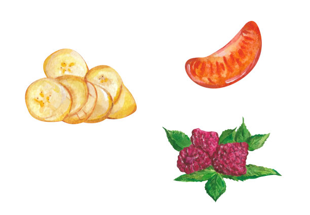 手绘橙色切片水果图案