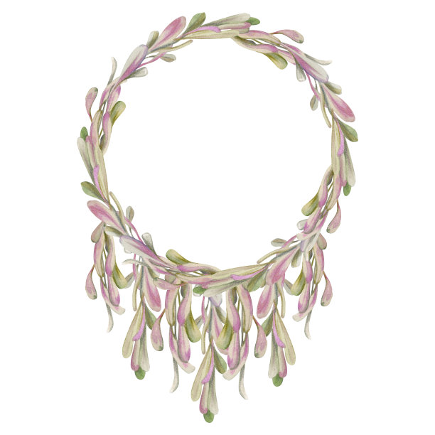 手绘小清新树叶花卉花环