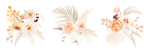 手绘小清新树叶花卉花环