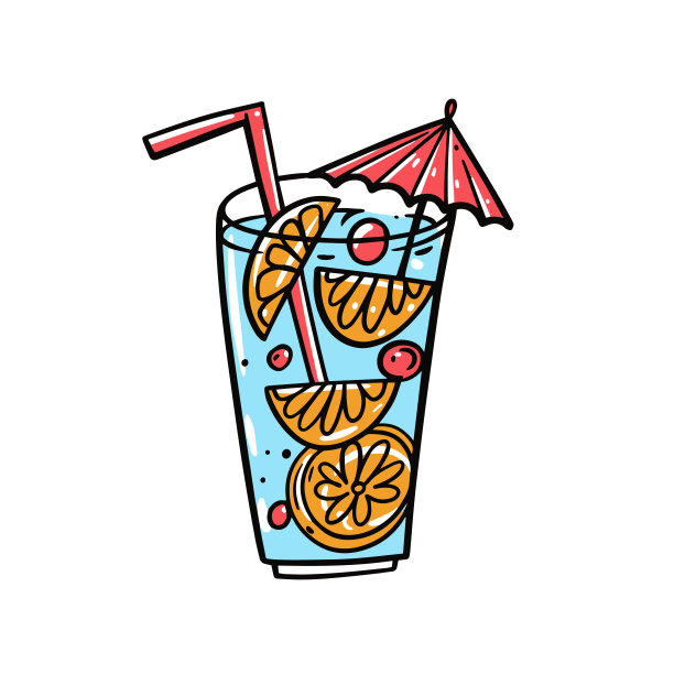 夏季冷饮沙滩海边元素