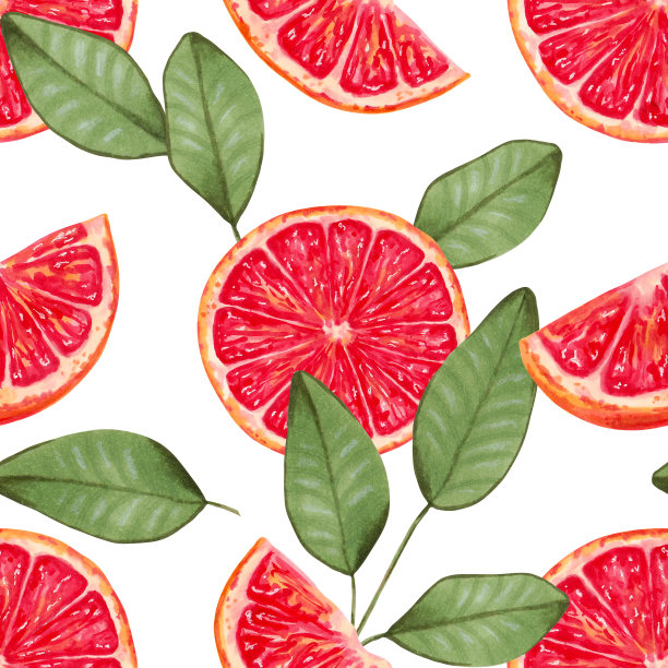 手绘橙色切片水果图案