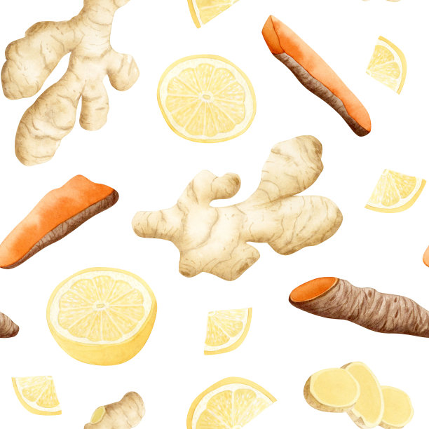 手绘橙色切片水果图案