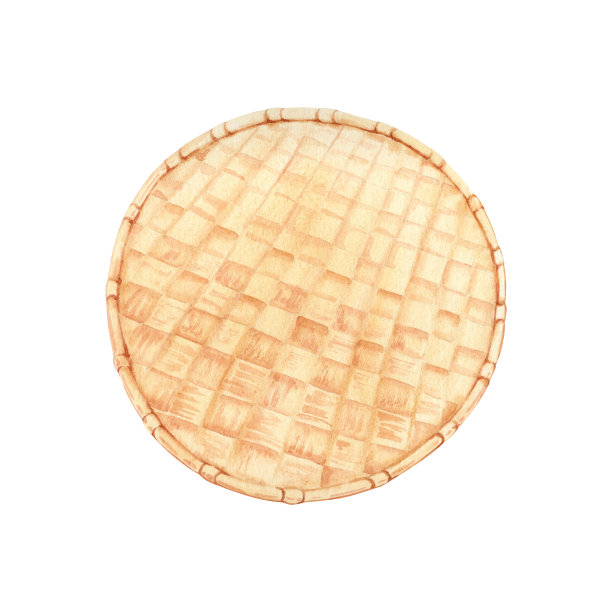 竹篮手绘传统美食插画