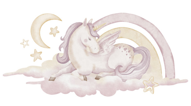 卡通手绘梦幻独角兽