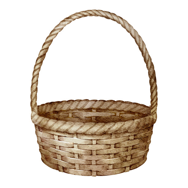竹篮手绘传统美食插画