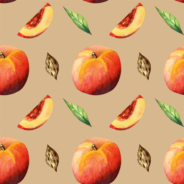手绘橙色切片水果图案
