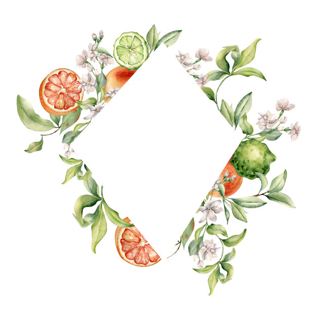 手绘橙色切片水果图案