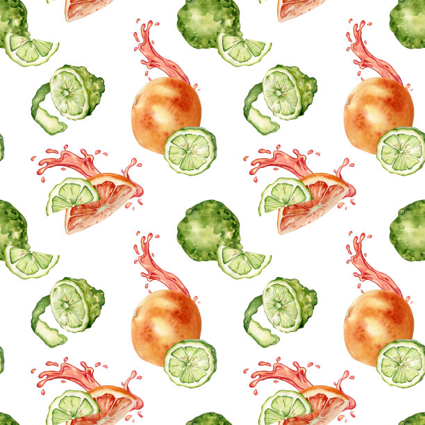 手绘橙色切片水果图案