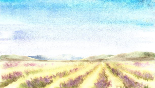 山水插画果园手绘