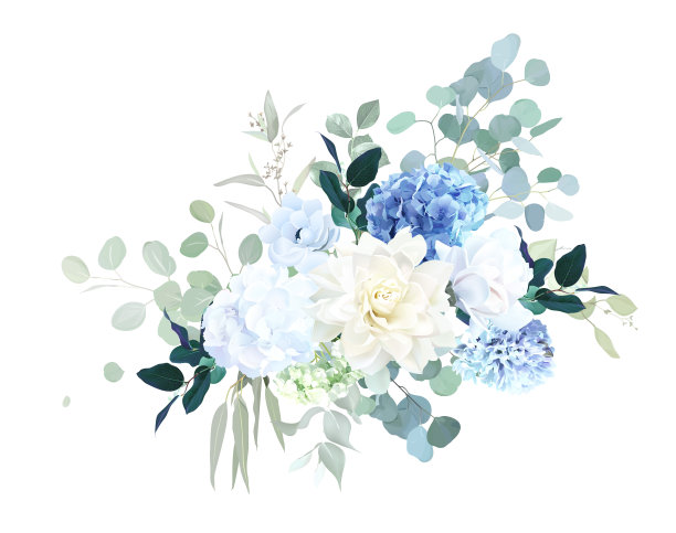 手绘小清新树叶花卉花环