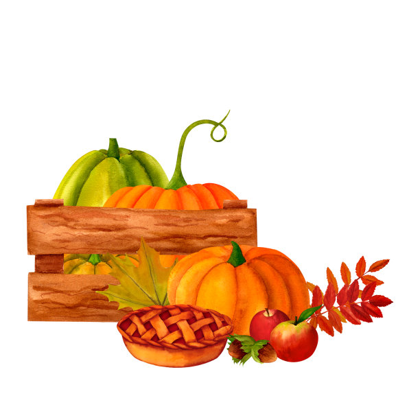 竹篮手绘传统美食插画