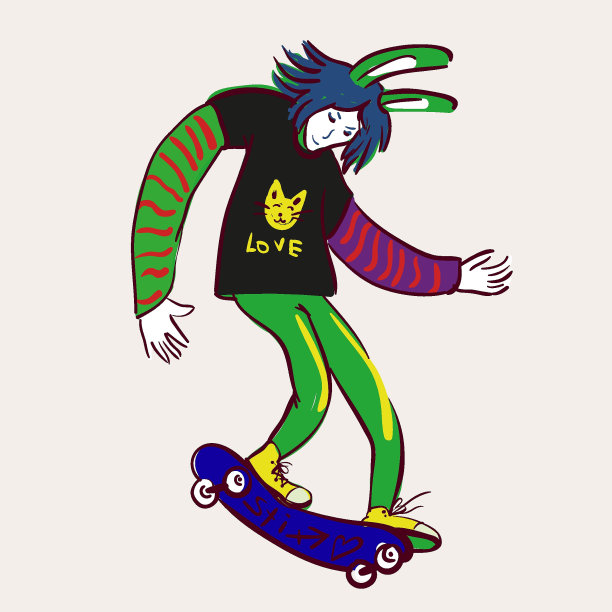 兔子形象简单明亮活泼体育元素