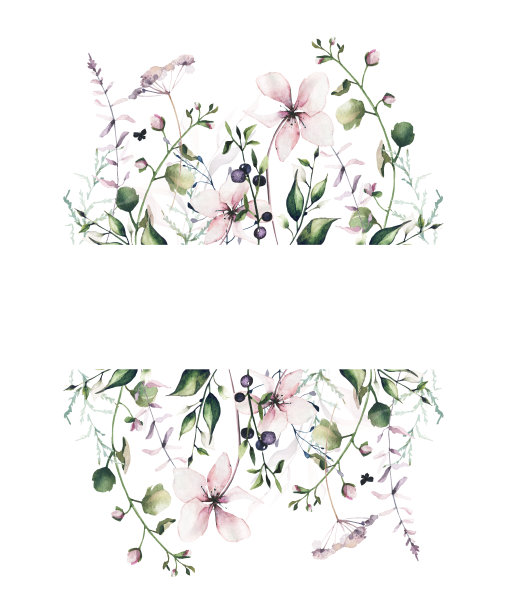 手绘小清新树叶花卉花环