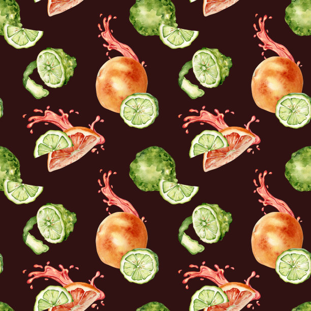 手绘橙色切片水果图案