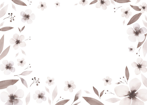 手绘小清新树叶花卉花环