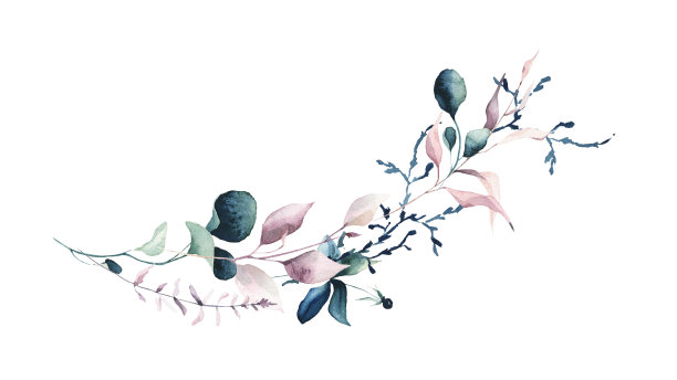 手绘小清新树叶花卉花环