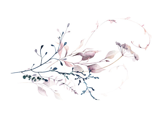 手绘小清新树叶花卉花环