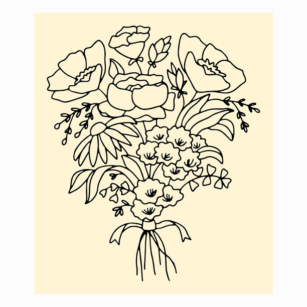 线描木槿花
