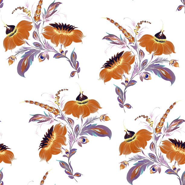 中式手绘植物叶子