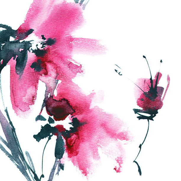 中式手绘植物叶子