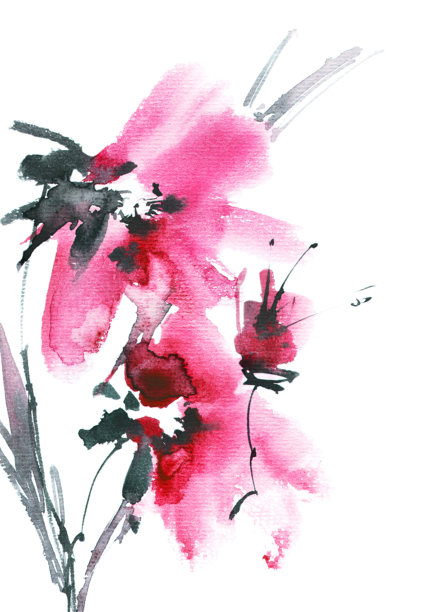 中式手绘植物叶子