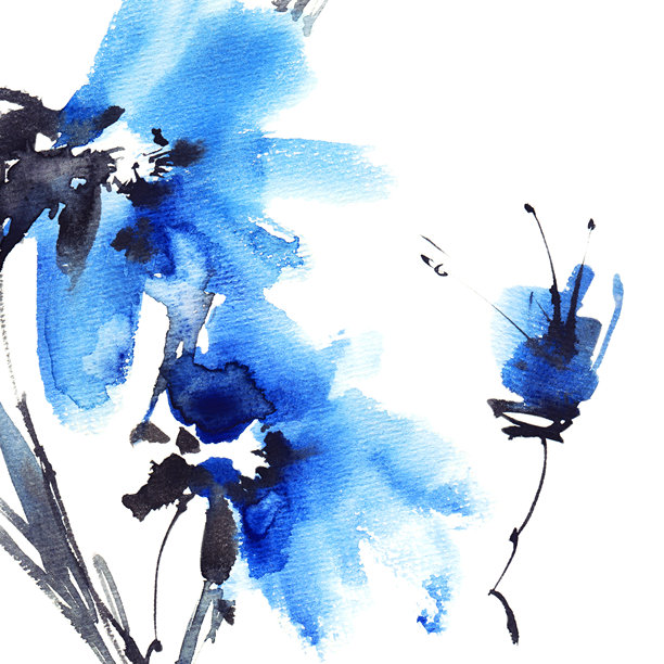 中式手绘植物叶子