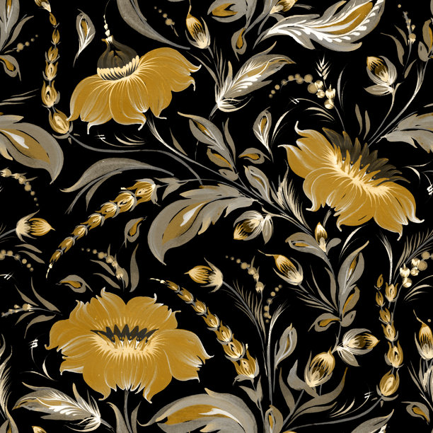 中式手绘植物叶子