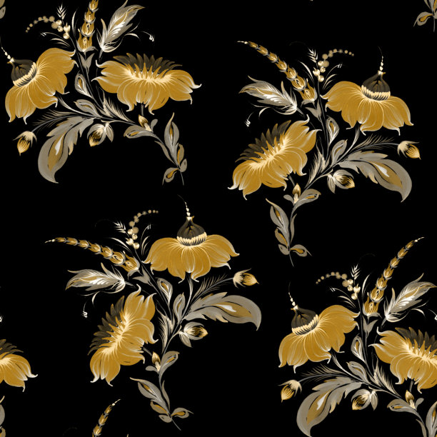 中式手绘植物叶子