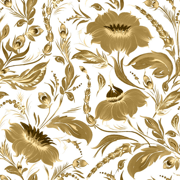 中式手绘植物叶子