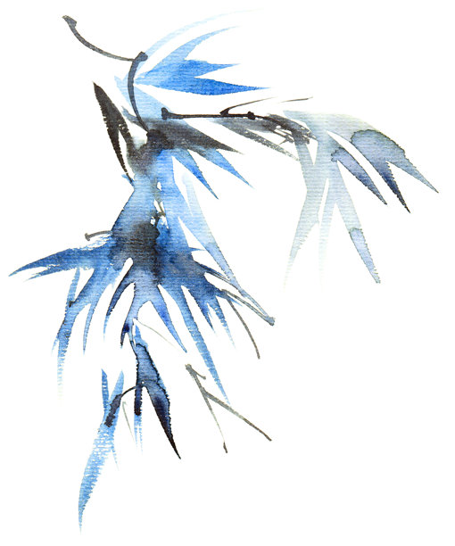 中式手绘植物叶子